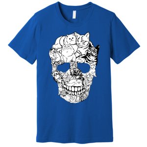 Cat Skull Cute Gift Scary Halloween Skeleton Cat Cute Gift Premium T-Shirt