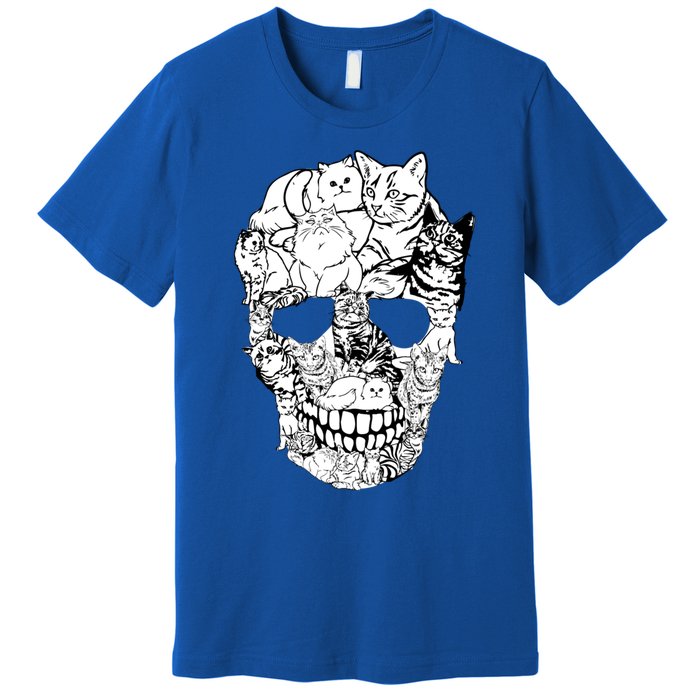 Cat Skull Cute Gift Scary Halloween Skeleton Cat Cute Gift Premium T-Shirt