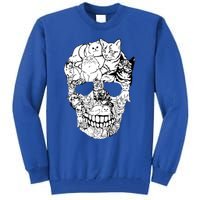 Cat Skull Cute Gift Scary Halloween Skeleton Cat Cute Gift Tall Sweatshirt