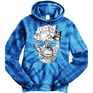 Cat Skull Cute Gift Scary Halloween Skeleton Cat Cute Gift Tie Dye Hoodie