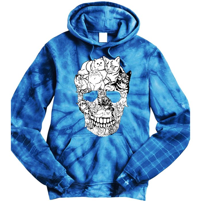 Cat Skull Cute Gift Scary Halloween Skeleton Cat Cute Gift Tie Dye Hoodie