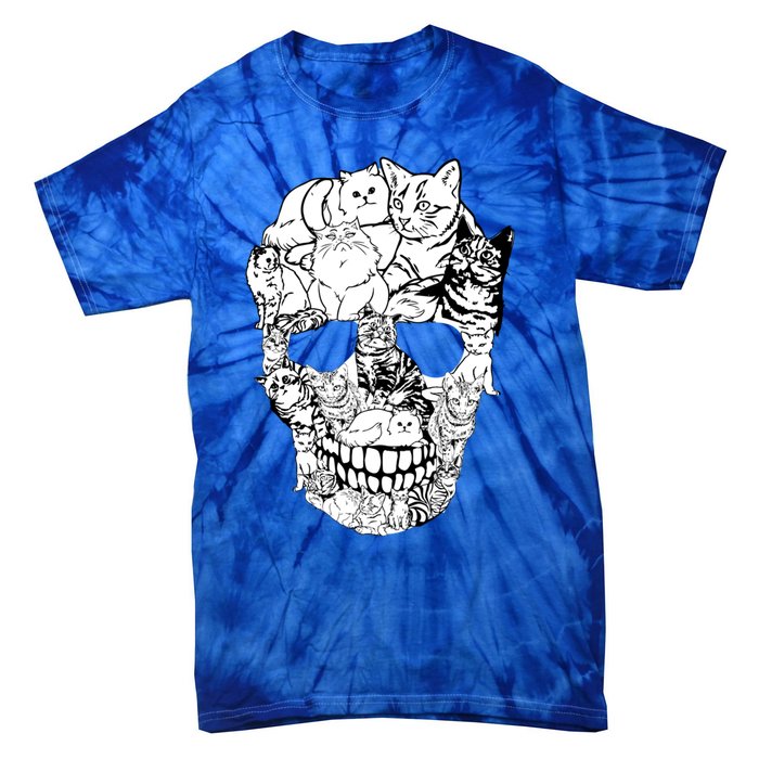 Cat Skull Cute Gift Scary Halloween Skeleton Cat Cute Gift Tie-Dye T-Shirt