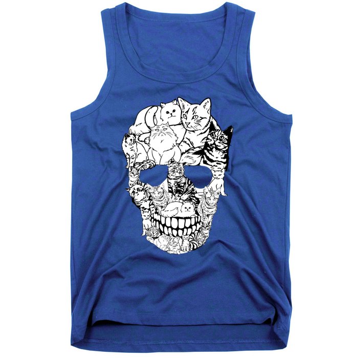 Cat Skull Cute Gift Scary Halloween Skeleton Cat Cute Gift Tank Top