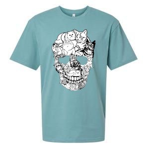 Cat Skull Cute Gift Scary Halloween Skeleton Cat Cute Gift Sueded Cloud Jersey T-Shirt