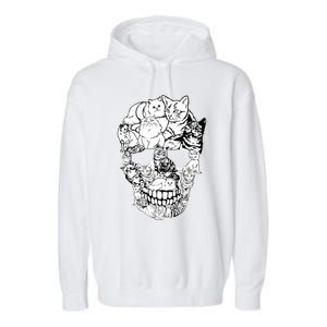 Cat Skull Cute Gift Scary Halloween Skeleton Cat Cute Gift Garment-Dyed Fleece Hoodie