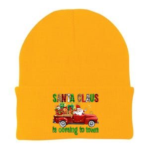 Christmas Santa Claus Is Coming To Town Xmas Red Truck Pjs Gift Knit Cap Winter Beanie