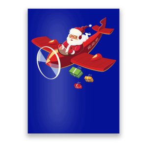 Christmas Santa Claus Pilot Flying Airplane Gift Poster