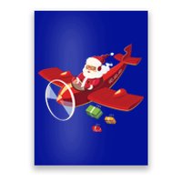 Christmas Santa Claus Pilot Flying Airplane Gift Poster