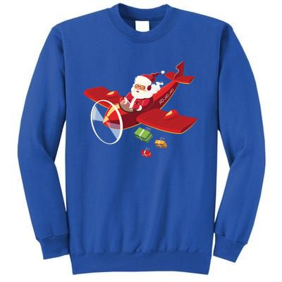 Christmas Santa Claus Pilot Flying Airplane Gift Tall Sweatshirt