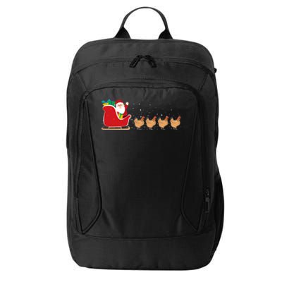 Chicken Santa Christmas Sleigh Funny Chicken Xmas Gift City Backpack