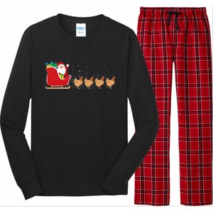 Chicken Santa Christmas Sleigh Funny Chicken Xmas Gift Long Sleeve Pajama Set