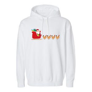 Chicken Santa Christmas Sleigh Funny Chicken Xmas Gift Garment-Dyed Fleece Hoodie