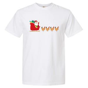 Chicken Santa Christmas Sleigh Funny Chicken Xmas Gift Garment-Dyed Heavyweight T-Shirt