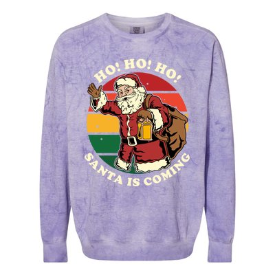 Christmas Santa Claus Santa Is Coming Ho Ho Ho Gift Colorblast Crewneck Sweatshirt