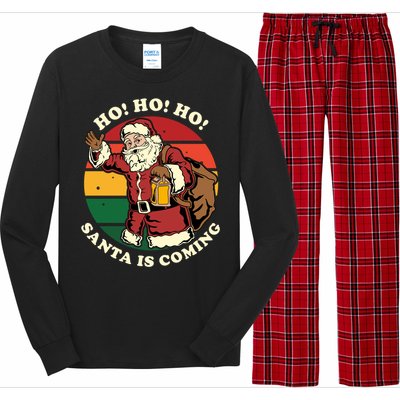 Christmas Santa Claus Santa Is Coming Ho Ho Ho Gift Long Sleeve Pajama Set