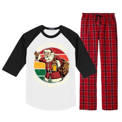 Christmas Santa Claus Santa Is Coming Ho Ho Ho Gift Raglan Sleeve Pajama Set