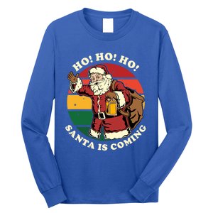 Christmas Santa Claus Santa Is Coming Ho Ho Ho Gift Long Sleeve Shirt