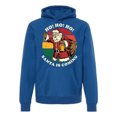 Christmas Santa Claus Santa Is Coming Ho Ho Ho Gift Premium Hoodie