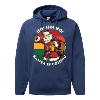 Christmas Santa Claus Santa Is Coming Ho Ho Ho Gift Performance Fleece Hoodie