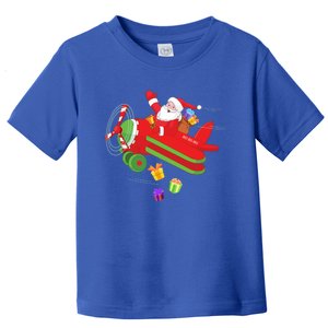 Christmas Santa Claus Pilot Flying Airplane Funny Gift Cool Gift Toddler T-Shirt