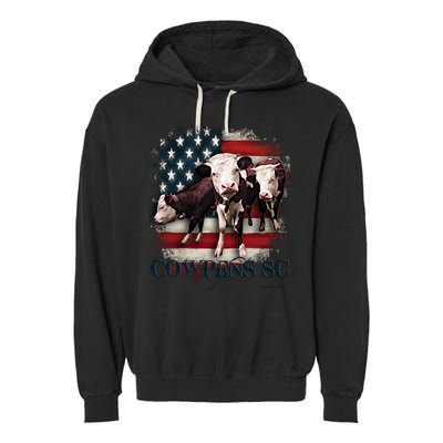 Cowpens Sc Cows Flag Mighty Moo Festival Patriotic American Cool Gift Garment-Dyed Fleece Hoodie