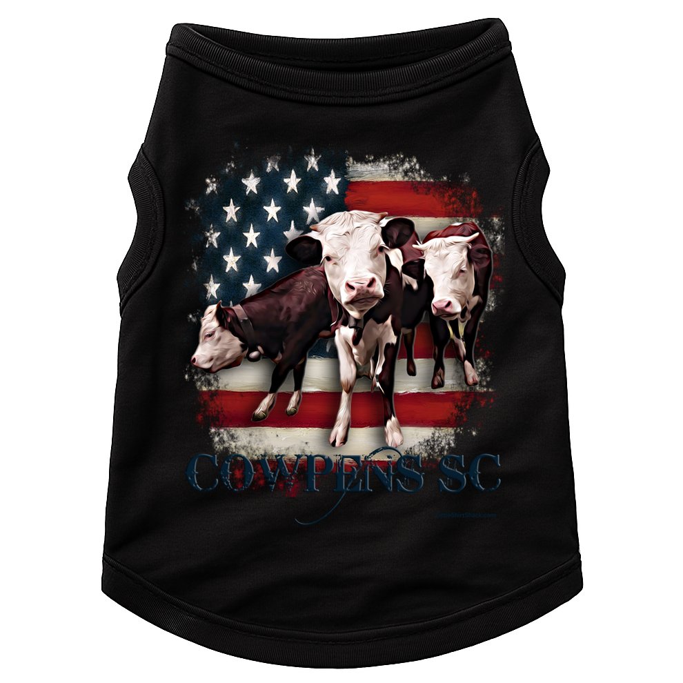 Cowpens Sc Cows Flag Mighty Moo Festival Patriotic American Cool Gift Doggie Tank