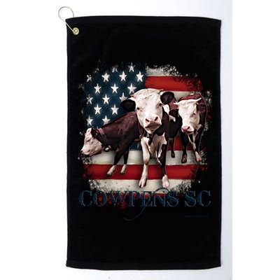 Cowpens Sc Cows Flag Mighty Moo Festival Patriotic American Cool Gift Golf Towel