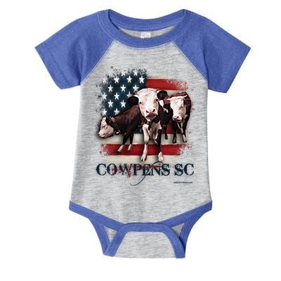 Cowpens Sc Cows Flag Mighty Moo Festival Patriotic American Cool Gift Infant Baby Jersey Bodysuit