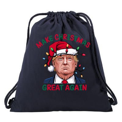 Christmas Santa Claus Donald Trump Make Christmas Great Again Drawstring Bag