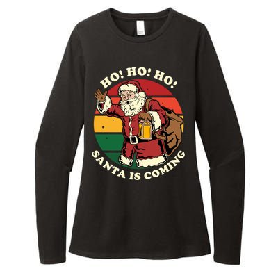 Christmas Santa Claus Santa Is Coming Ho Ho Ho Gift Womens CVC Long Sleeve Shirt