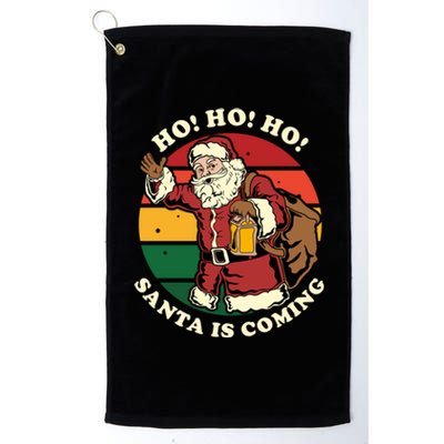 Christmas Santa Claus Santa Is Coming Ho Ho Ho Gift Platinum Collection Golf Towel