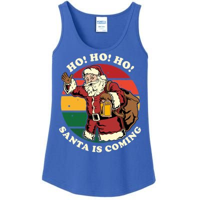 Christmas Santa Claus Santa Is Coming Ho Ho Ho Gift Ladies Essential Tank