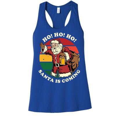 Christmas Santa Claus Santa Is Coming Ho Ho Ho Gift Women's Racerback Tank