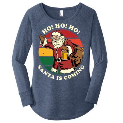 Christmas Santa Claus Santa Is Coming Ho Ho Ho Gift Women's Perfect Tri Tunic Long Sleeve Shirt