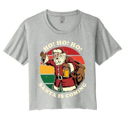 Christmas Santa Claus Santa Is Coming Ho Ho Ho Gift Women's Crop Top Tee