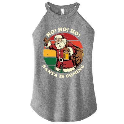 Christmas Santa Claus Santa Is Coming Ho Ho Ho Gift Women's Perfect Tri Rocker Tank