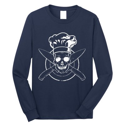 Chef Skull Chefs Hat Cooking BBQ Grilling Tee Gift Long Sleeve Shirt