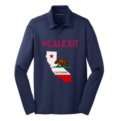 California Secession Calexit Bear Republic Silk Touch Performance Long Sleeve Polo