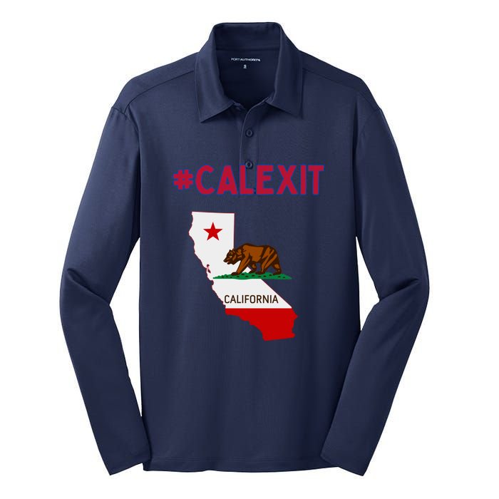 California Secession Calexit Bear Republic Silk Touch Performance Long Sleeve Polo