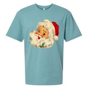 Christmas Santa Claus Face Funny Old Fashioned Sueded Cloud Jersey T-Shirt