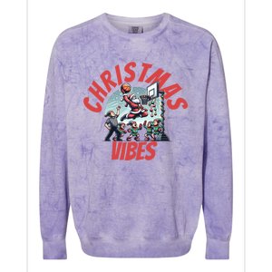 Christmas Santa Claus Playing Basketball With Elves Great Gift Colorblast Crewneck Sweatshirt