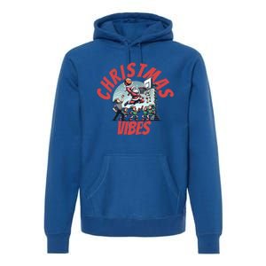 Christmas Santa Claus Playing Basketball With Elves Great Gift Premium Hoodie