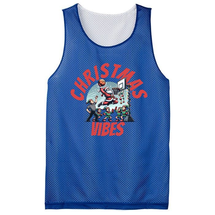 Christmas Santa Claus Playing Basketball With Elves Great Gift Mesh Reversible Basketball Jersey Tank