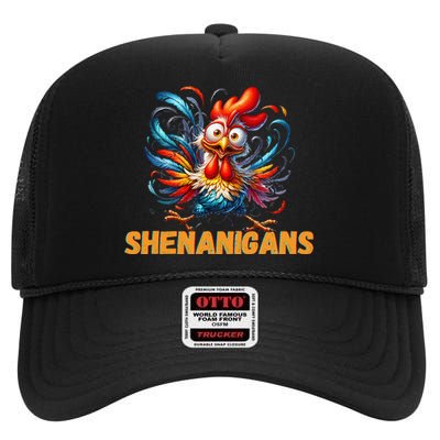 Chicken Shenanigans Coop Fun High Crown Mesh Back Trucker Hat