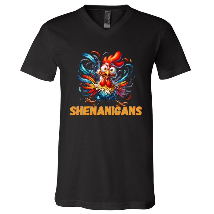 Chicken Shenanigans Coop Fun V-Neck T-Shirt