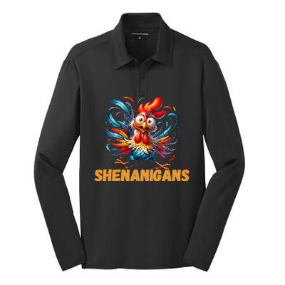 Chicken Shenanigans Coop Fun Silk Touch Performance Long Sleeve Polo