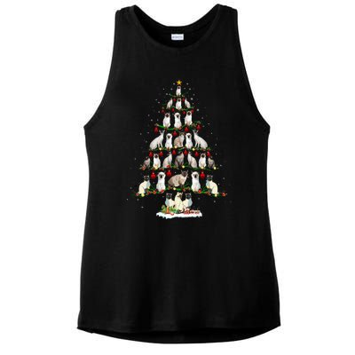 Cute Siamese Cats Tree Merry Christmas Cat Lover Gift Ladies PosiCharge Tri-Blend Wicking Tank