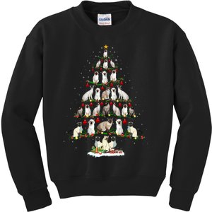 Cute Siamese Cats Tree Merry Christmas Cat Lover Gift Kids Sweatshirt