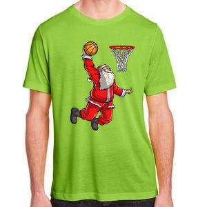 Christmas Santa Claus Dunking A Basketball Boys Xmas Gift Adult ChromaSoft Performance T-Shirt