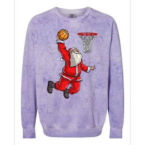 Christmas Santa Claus Dunking A Basketball Boys Xmas Gift Colorblast Crewneck Sweatshirt